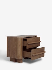 Dark Natural N. Premium Aviano Oak Veneer 2 Drawer Wide Bedside Table - Image 7 of 8