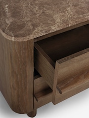 Dark Natural N. Premium Aviano Oak Veneer 2 Drawer Wide Bedside Table - Image 8 of 8