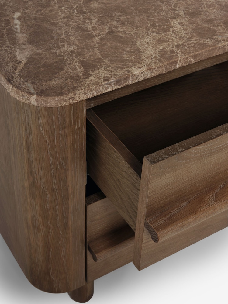 Dark Natural N. Premium Aviano Oak Veneer 2 Drawer Wide Bedside Table - Image 8 of 8 Dark Natural N. Premium Aviano Oak Veneer 2 Drawer Wide Bedside Table - Image 8 of 8
