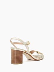 Dune London Gold Jessie Branded Buckle Block Sandals - Image 3 of 5