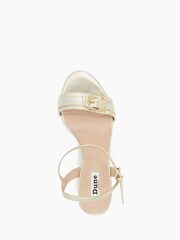 Dune London Gold Jessie Branded Buckle Block Sandals - Image 4 of 5
