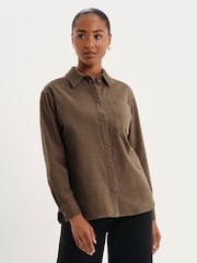 أخضر - Finery Raquel Corduroy Long Sleeve Shirt - صورة 1 من 5