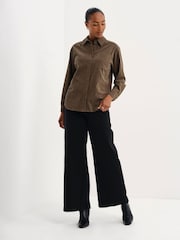 أخضر - Finery Raquel Corduroy Long Sleeve Shirt - صورة 3 من 5