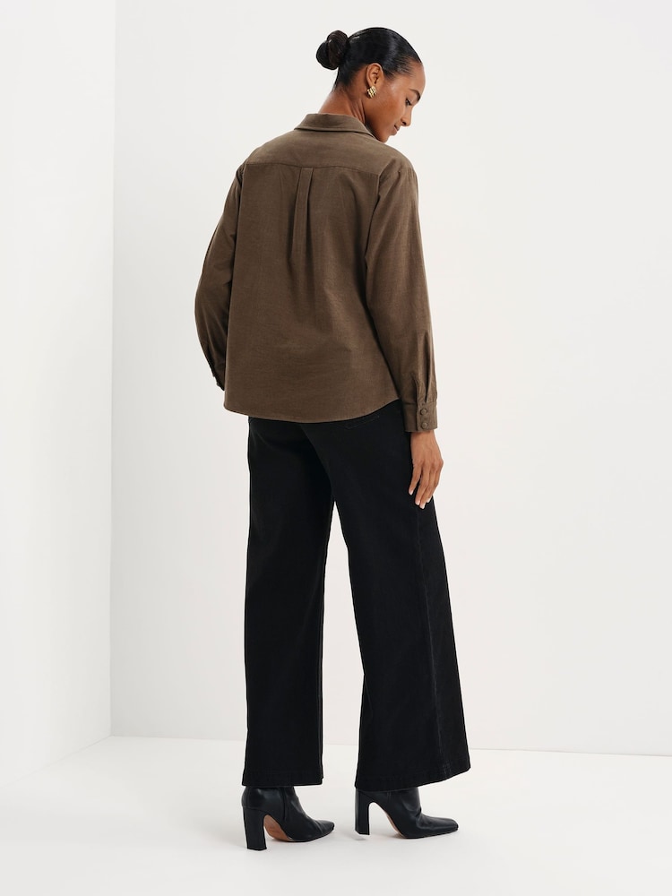 أخضر - Finery Raquel Corduroy Long Sleeve Shirt - صورة 5 من 5
