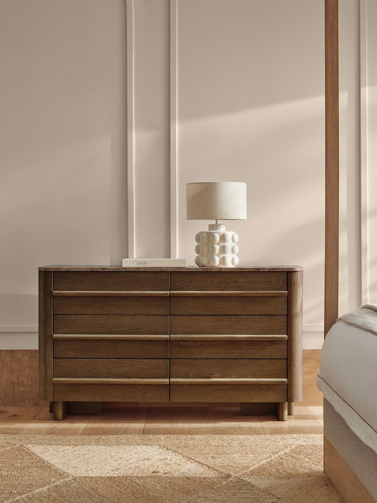 Dark Natural Aviano N. Premium Oak Veneer 6 Drawer Chest - Image 2 of 9