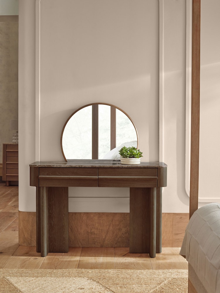 Dark Natural Aviano N. Premium Oak Veneer 2 Drawer Console Dressing Table - Image 2 of 10 Dark Natural Aviano N. Premium Oak Veneer 2 Drawer Console Dressing Table - Image 2 of 10
