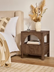 Dark Natural Arches 1 Drawer Bedside Table - Image 2 of 7