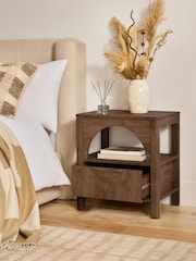 Dark Natural Arches 1 Drawer Bedside Table - Image 3 of 7