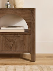 Dark Natural Arches 1 Drawer Bedside Table - Image 4 of 7