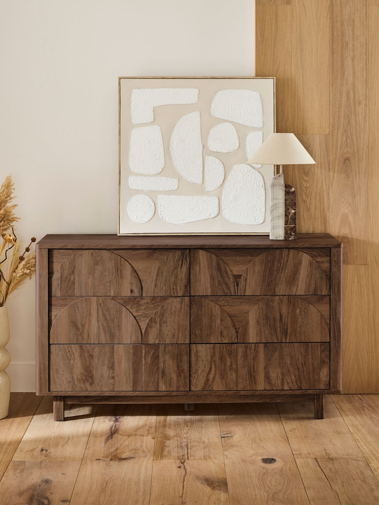 Dark Natural Arches 6 Drawer Wide Chest - Image 1 of 10