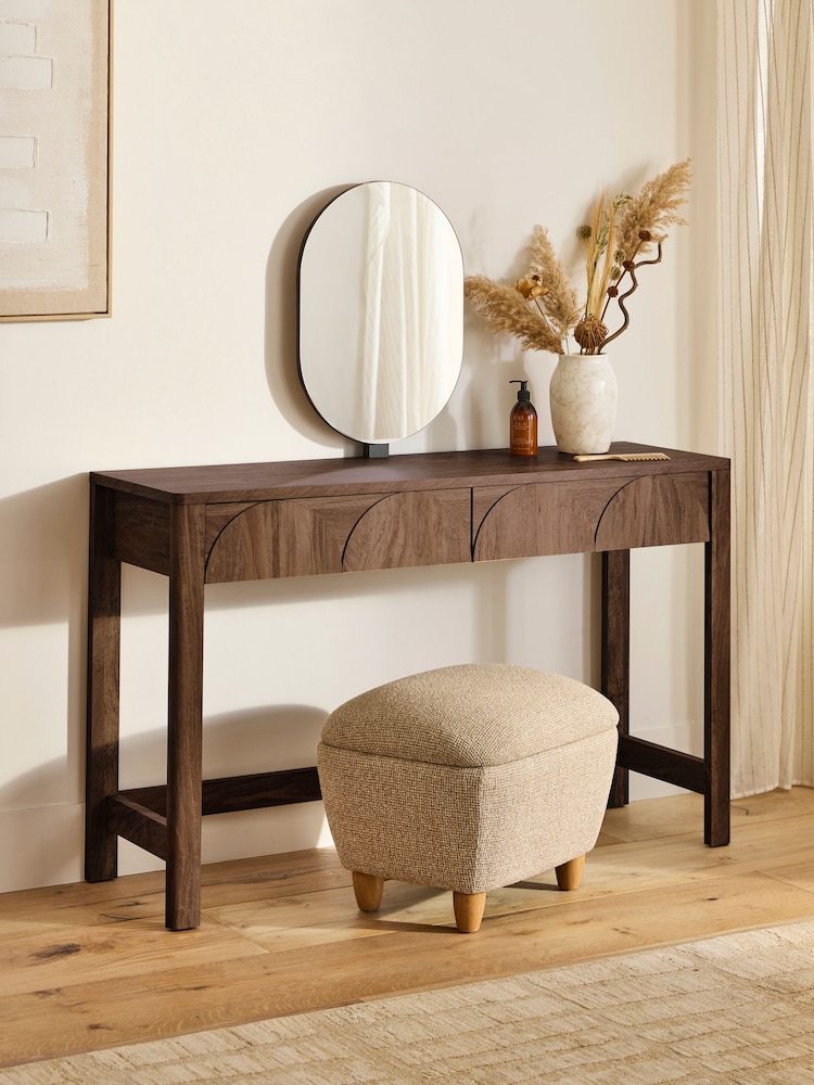 Dark Natural Arches 2 Drawer Console Dressing Table - Image 2 of 8 Dark Natural Arches 2 Drawer Console Dressing Table - Image 2 of 8