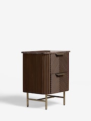 Dark Natural Valencia Marble and Mango Wood 2 Drawer Bedside Table - Image 4 of 9
