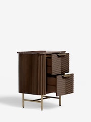 Dark Natural Valencia Marble and Mango Wood 2 Drawer Bedside Table - Image 5 of 9
