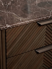 Dark Natural Valencia Marble and Mango Wood 2 Drawer Bedside Table - Image 7 of 9