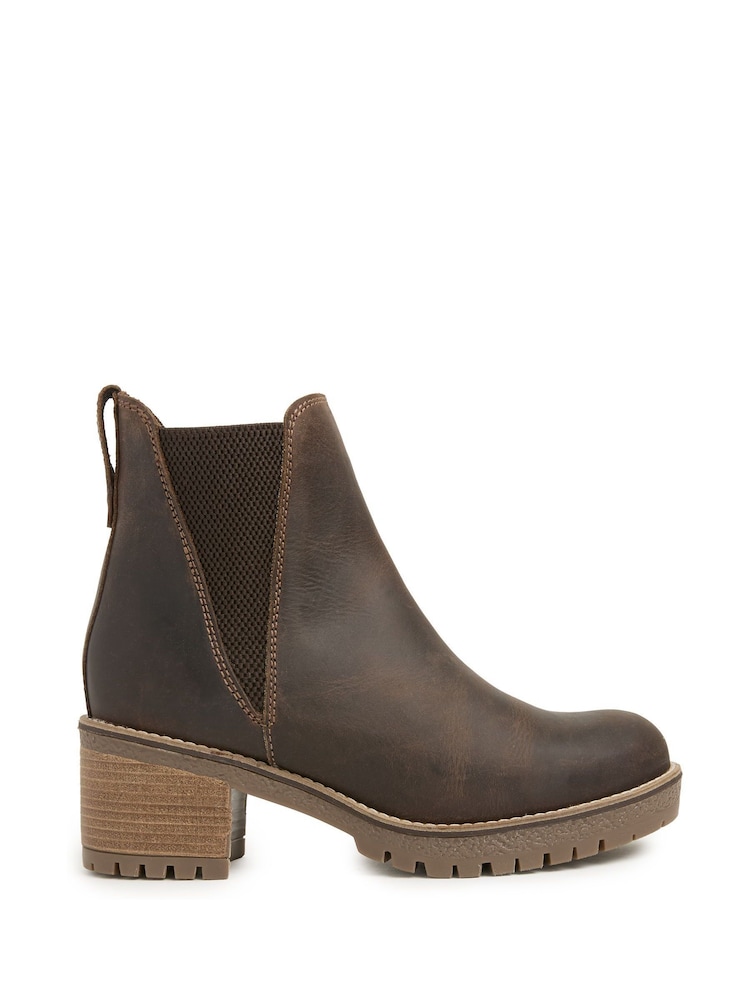 Celtic & Co. Brown Block Heel Chelsea Boots - Image 1 of 6 Celtic & Co. Brown Block Heel Chelsea Boots - Image 1 of 6