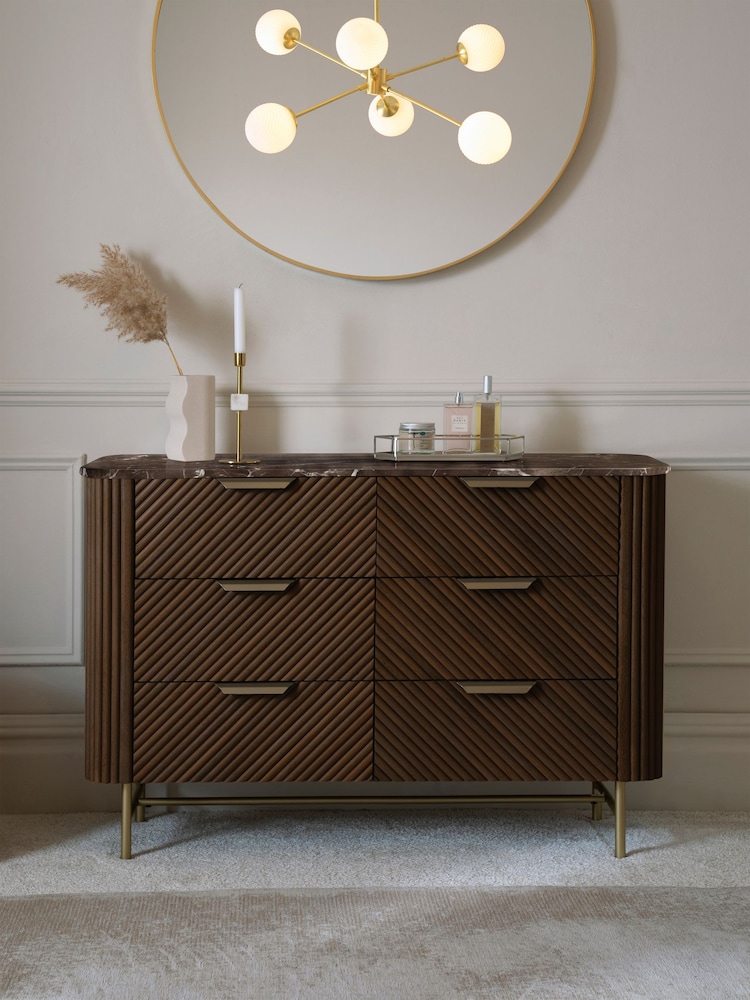 Dark Natural Valencia Mango Wood 6 Drawer Chest - Image 1 of 10 Dark Natural Valencia Mango Wood 6 Drawer Chest - Image 1 of 10