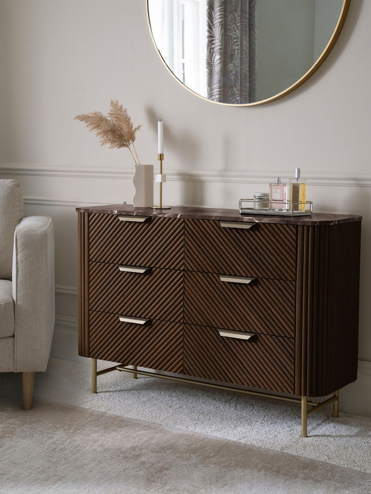 Dark Natural Valencia Mango Wood 6 Drawer Chest - Image 2 of 10 Dark Natural Valencia Mango Wood 6 Drawer Chest - Image 2 of 10