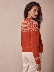 Celtic & Co. Orange Donegal Two Tone Fair Isle Cardigan - Image 2 of 7