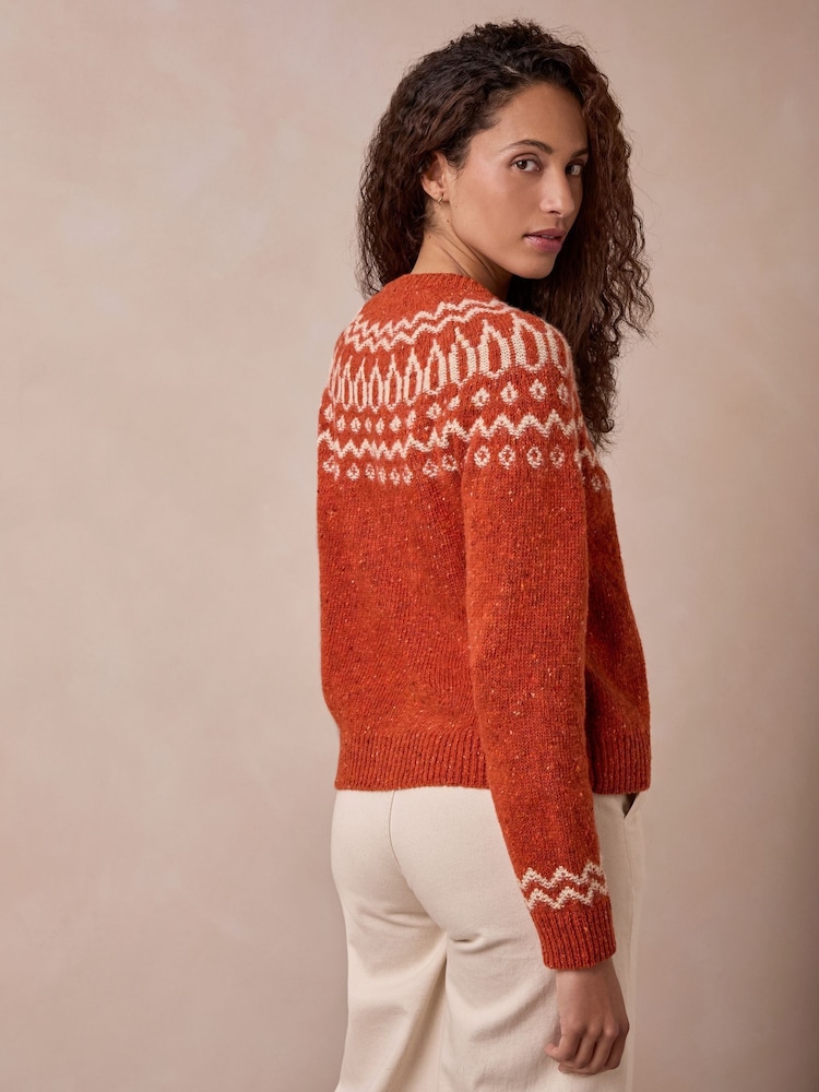 Celtic & Co. Orange Donegal Two Tone Fair Isle Cardigan - Image 2 of 7 Celtic & Co. Orange Donegal Two Tone Fair Isle Cardigan - Image 2 of 7