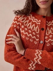 Celtic & Co. Orange Donegal Two Tone Fair Isle Cardigan - Image 3 of 7