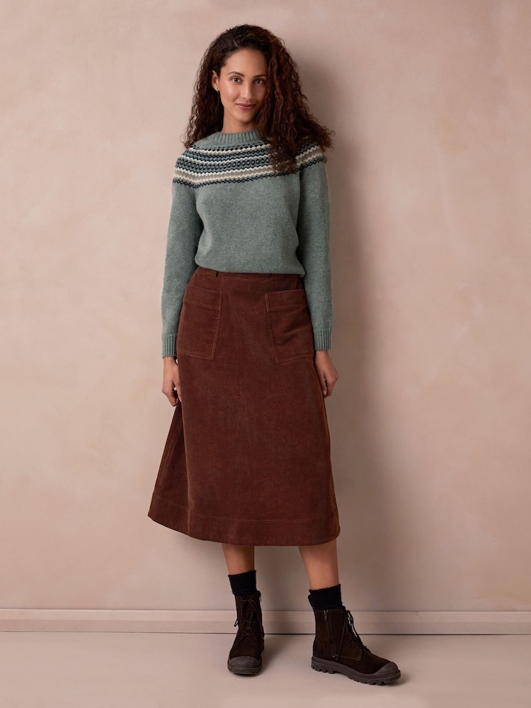 Celtic & Co. Brown Utility Cord Skirt - Image 1 of 6 Celtic & Co. Brown Utility Cord Skirt - Image 1 of 6