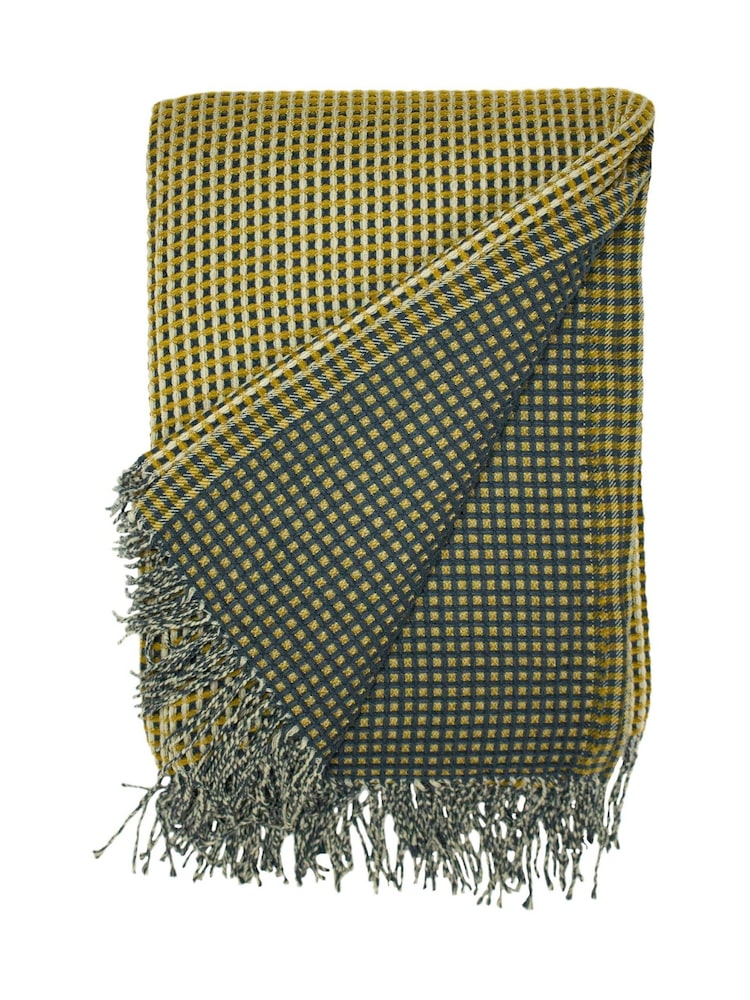Furn Yellow Ronan Sherpa Waffle Fleece Throw - Image 2 of 2