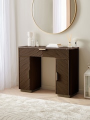 Dark Natural Valencia Solid Mango Wood 1 Drawer 2 Doors Dressing Table - Image 3 of 12
