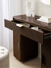 Dark Natural Valencia Solid Mango Wood 1 Drawer 2 Doors Dressing Table - Image 5 of 12