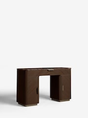 Dark Natural Valencia Solid Mango Wood 1 Drawer 2 Doors Dressing Table - Image 8 of 12
