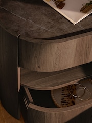 Dark Natural Nomad Curve 2 Drawer with Shelf Bedside Table - Image 4 of 6