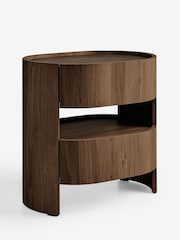 Dark Natural Nomad Curve 2 Drawer with Shelf Bedside Table - Image 5 of 6