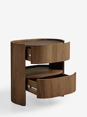 Dark Natural Nomad Curve 2 Drawer with Shelf Bedside Table - Image 6 of 6