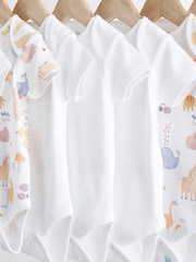 White Noahs Ark Baby Short Sleeve 100% Cotton Bodysuits 7 Pack - Image 11 of 15