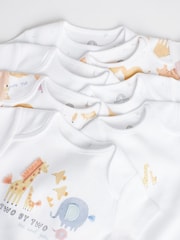 White Noahs Ark Baby Short Sleeve 100% Cotton Bodysuits 7 Pack - Image 12 of 15