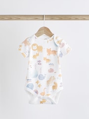 White Noahs Ark Baby Short Sleeve 100% Cotton Bodysuits 7 Pack - Image 4 of 15