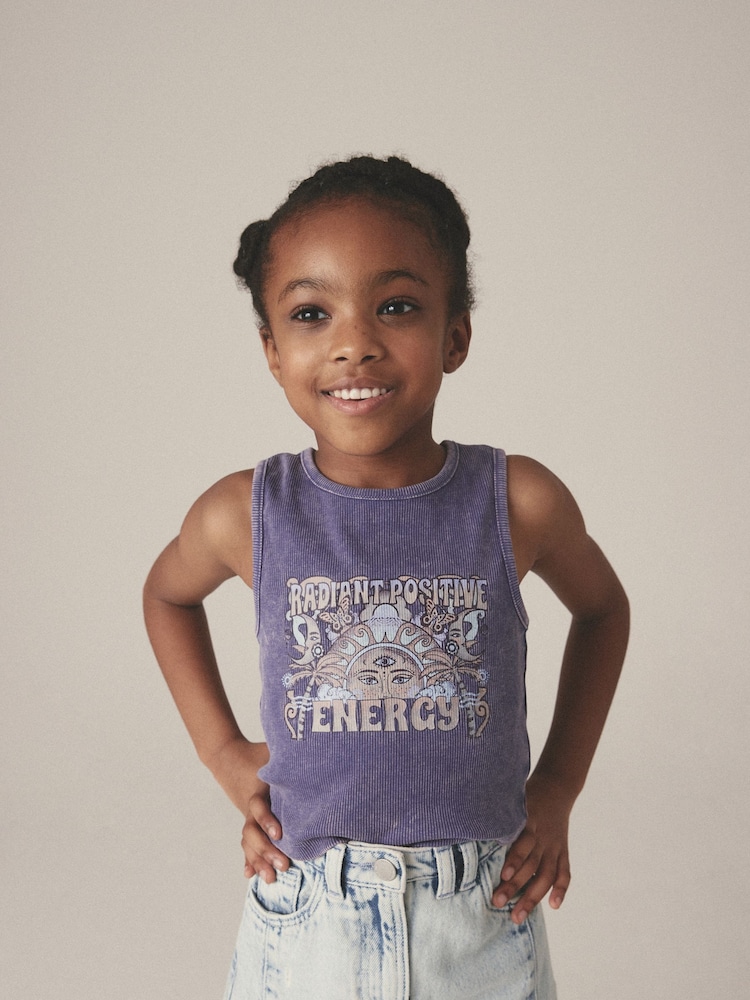Purple Celestial Graphic Boxy Vest (3-16yrs) - Image 1 of 7