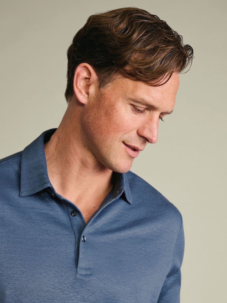 Charles Tyrwhitt Blue Pure Linen Polo Shirt - Image 2 of 5