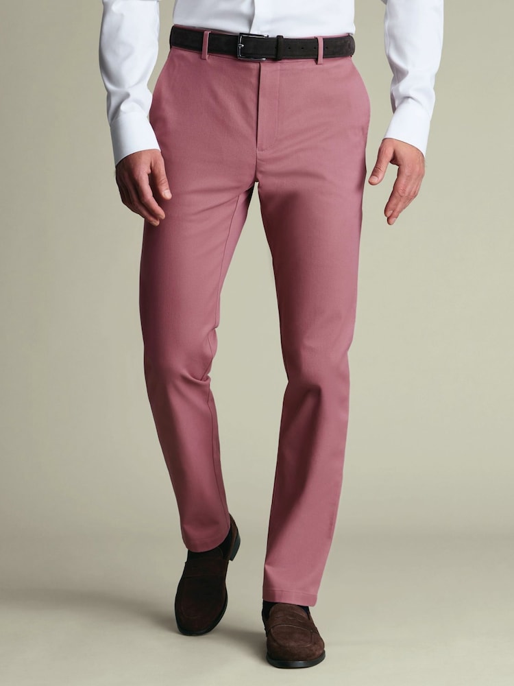Charles Tyrwhitt Pink Ultimate Non-Iron Chino Trousers - Image 1 of 6