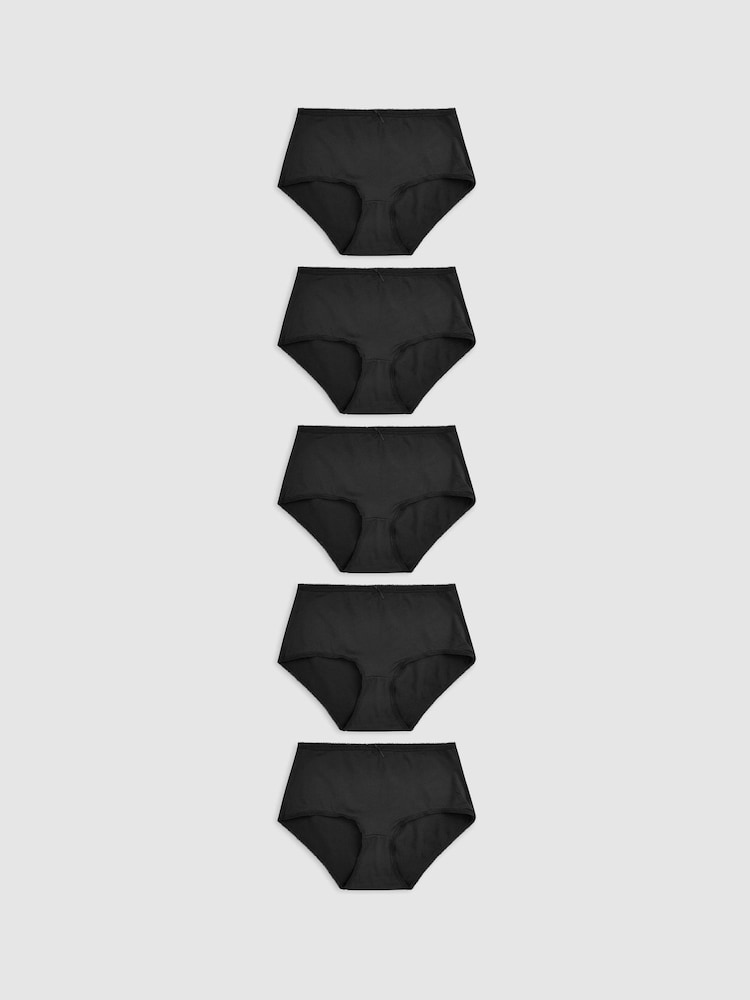 Black Midi Microfibre Knickers 5 Pack - Image 1 of 5