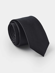 Savile Row Company Fine Twill Skinny Silk Black Tie - Image 3 of 4