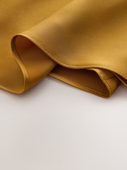 CERENE Iris Gold Satin Asymmetric Short Sleeve Cape Top - Image 10 of 11