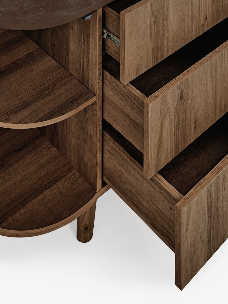 Dark Natural Nomad Curve 6 Drawer Wide Chest - Image 10 of 10