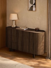 Dark Natural Nomad Curve 6 Drawer Wide Chest - Image 2 of 10