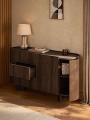 Dark Natural Nomad Curve 6 Drawer Wide Chest - Image 3 of 10