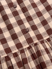 Celtic & Co. Brown Collarless Gingham Midi Dress - Image 8 of 9