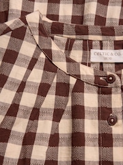 Celtic & Co. Brown Collarless Gingham Midi Dress - Image 9 of 9