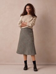 Celtic & Co. Brown Check Wrap Skirt - Image 1 of 10