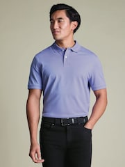 Charles Tyrwhitt Purple Short Sleeve Cotton Stretch Pique Polo Shirt - Image 1 of 5