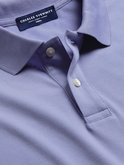 Charles Tyrwhitt Purple Short Sleeve Cotton Stretch Pique Polo Shirt - Image 4 of 5
