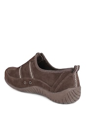 Pavers Brown Memory Foam Leather Slip On Trainers - Image 4 of 6